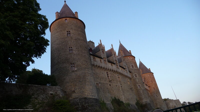 Castle with Stone Towers — Blue, Serene, Sunset