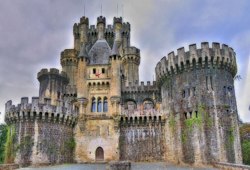 Castle with Stone Towers — Gray, Dramatic, Photograph, Walls