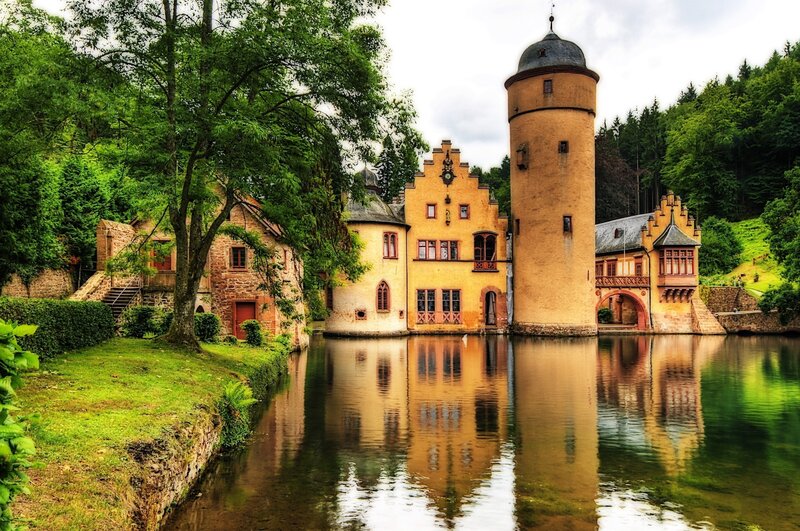 castle with tower and moat