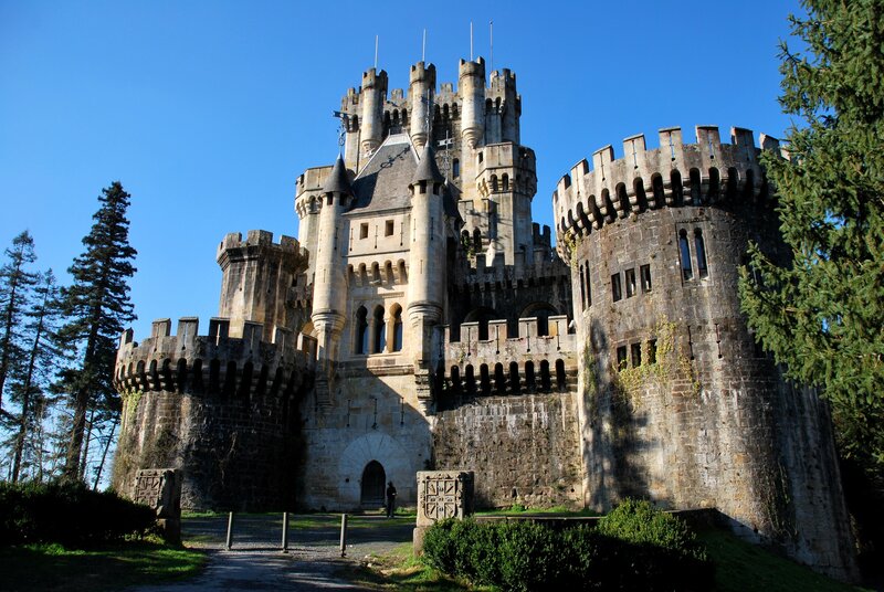 castle with turrets and towers