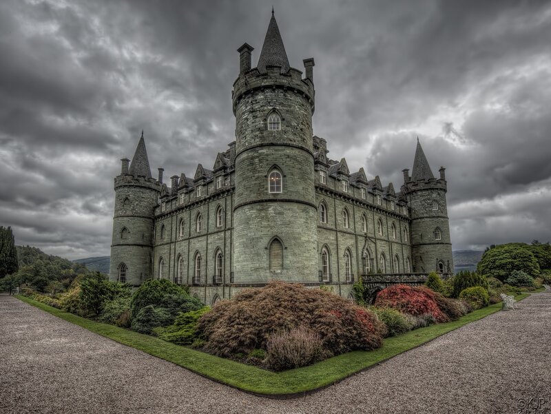 Castle with Turrets — Gray, Dramatic, Photograph