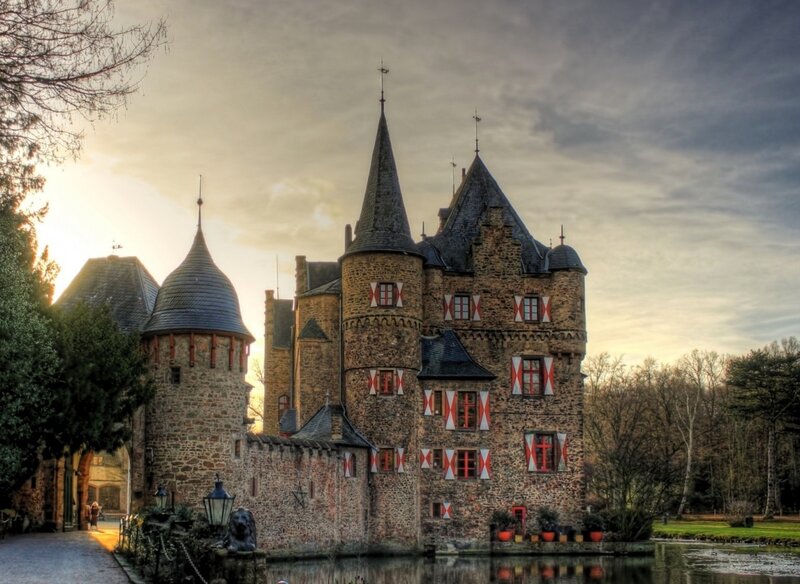 Castle with Turrets — Gray, Dramatic, Sunset