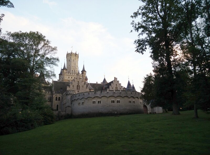 Castle with Turrets — Green, Serene, Sunset