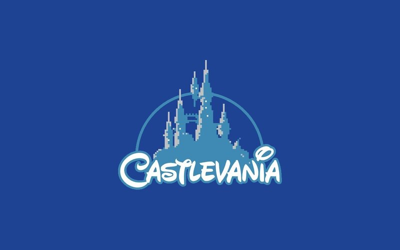 Castlevania logo with castle