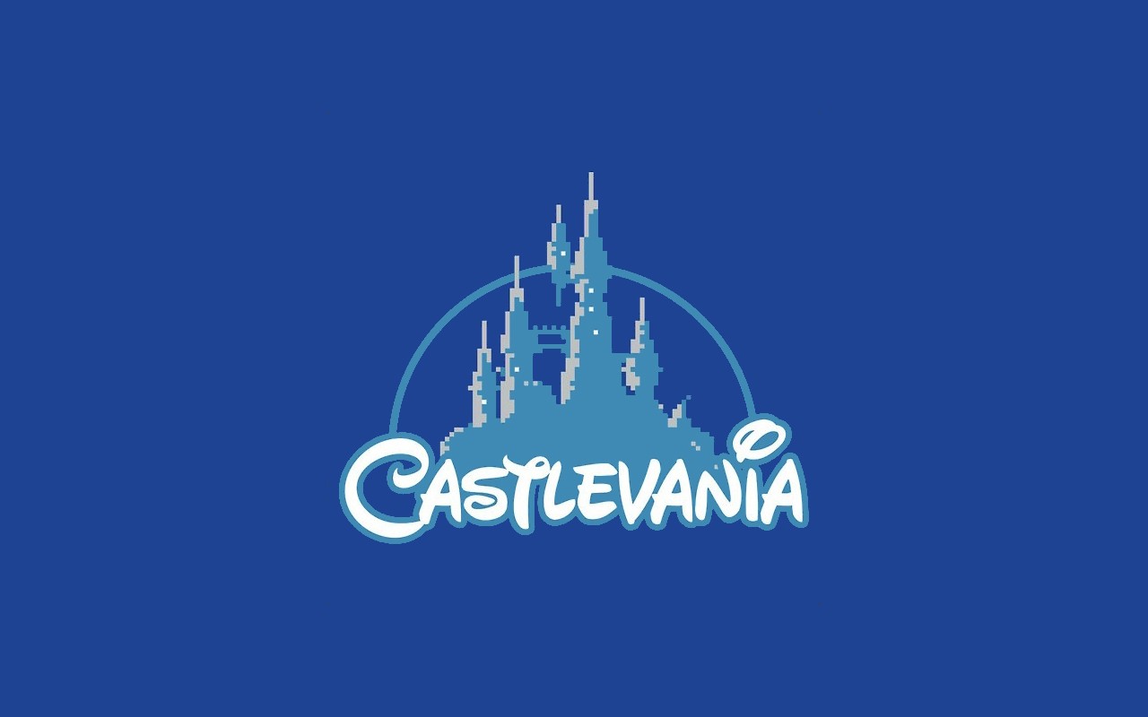 Castlevania logo with castle