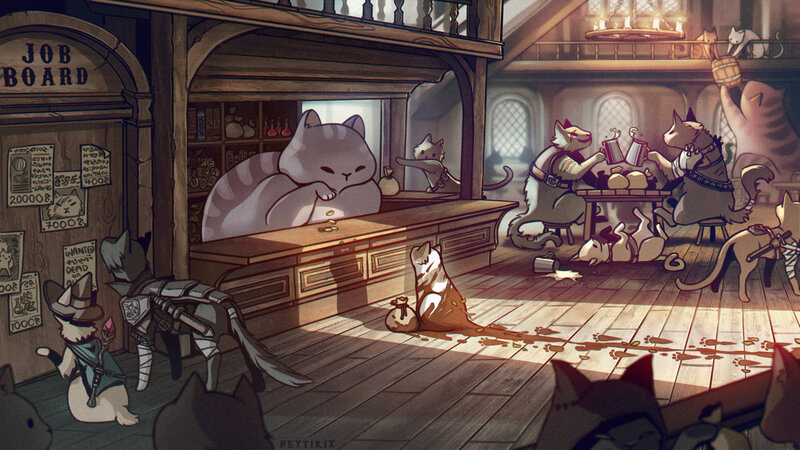 Cat Adventurers in Tavern