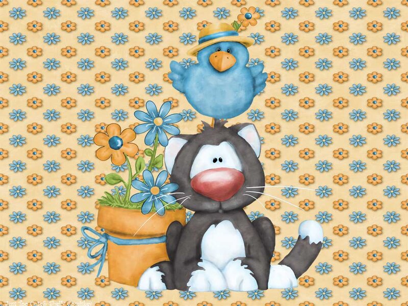 Cat and Bird Illustration