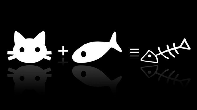 Cat and Fish Skeleton — Black