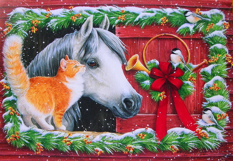 Cat and Horse in Snow