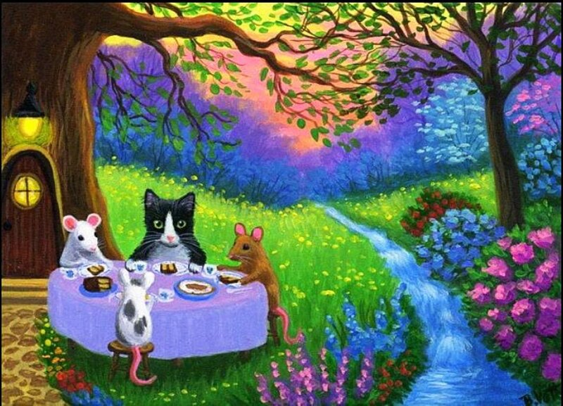 Cat and Mice at Table