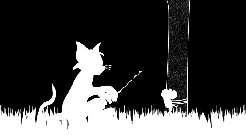 cat and mouse silhouette