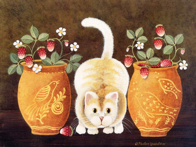 Cat Between Pots