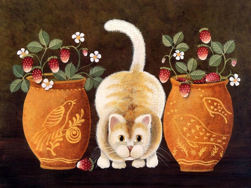 Cat Between Two Pots