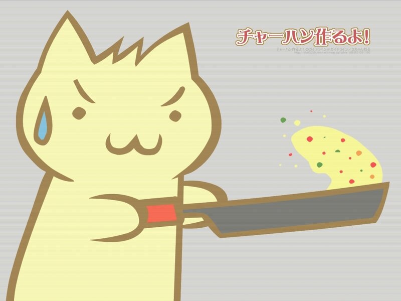 Cat cooking omelet