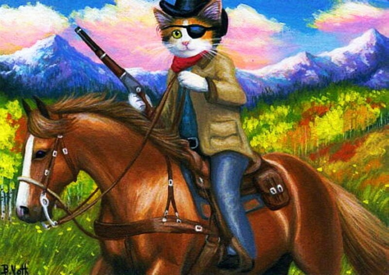 Cat Cowboy on Horse