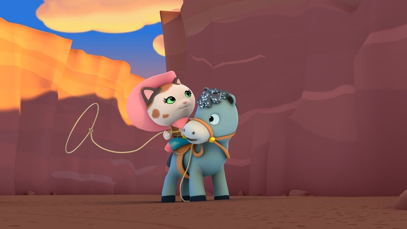 Cat Cowgirl with Horse