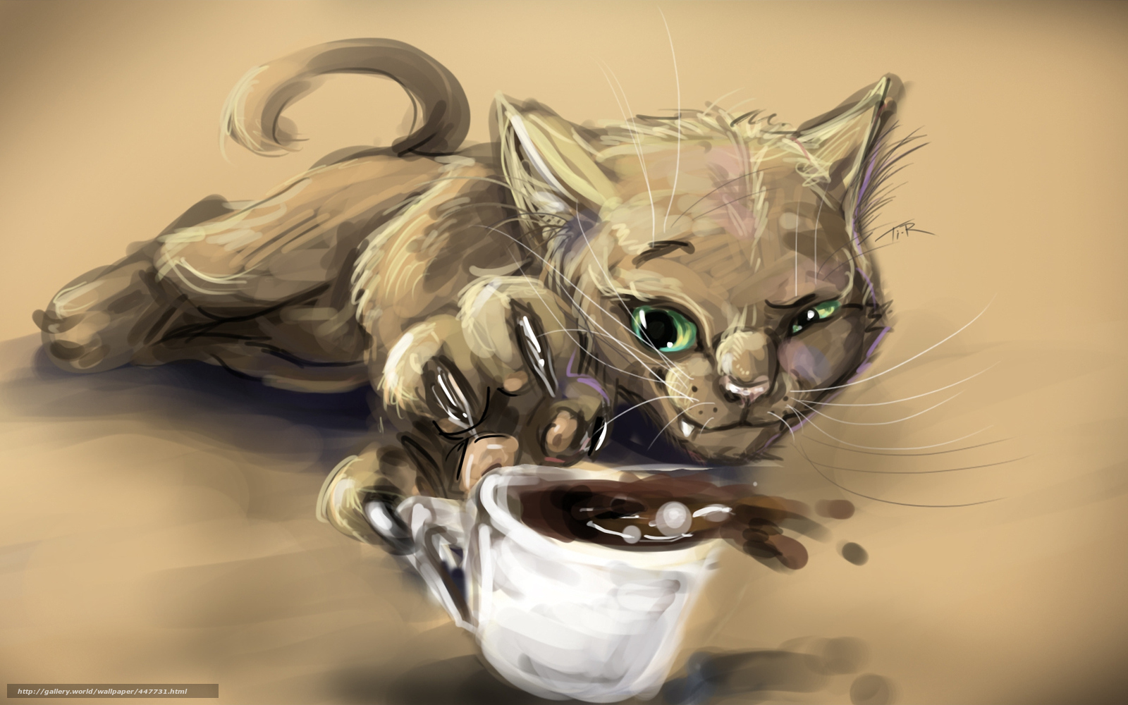 cat drinking coffee