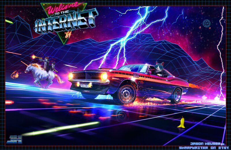Cat Driving Car — Purple