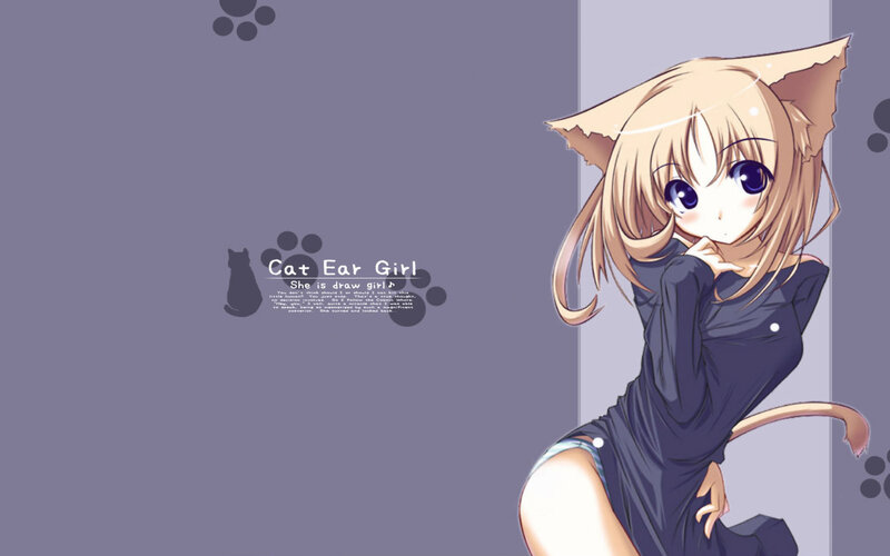 cat ear girl anime art