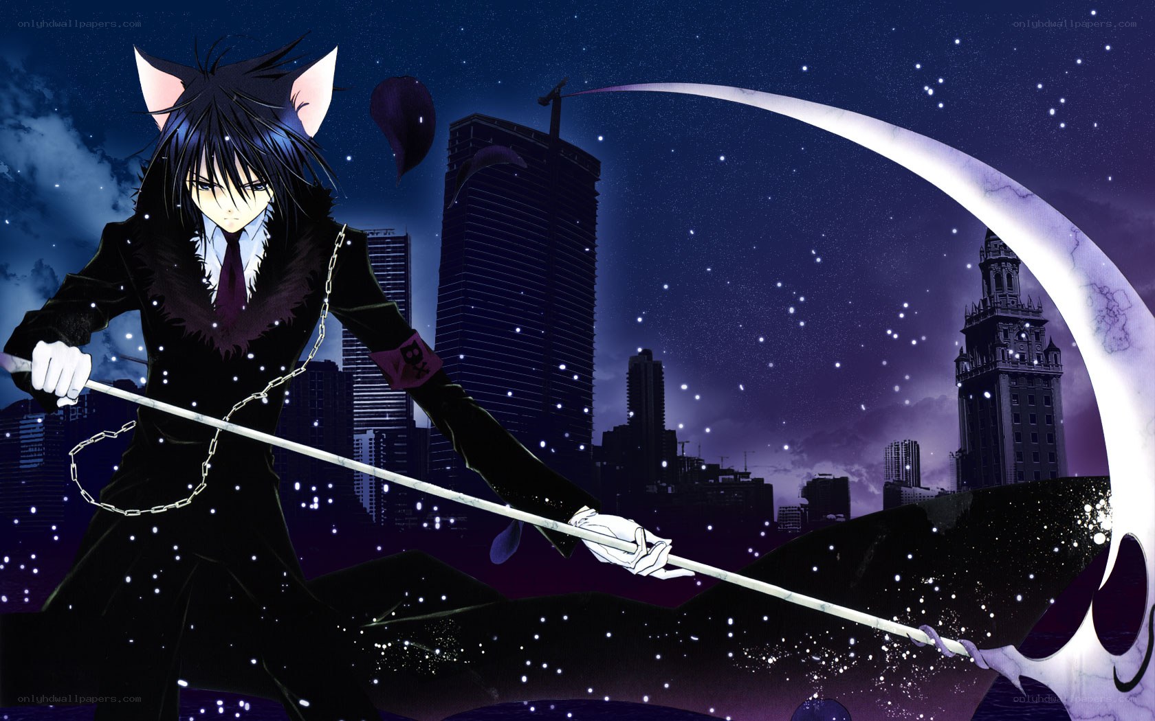 cat-eared anime character with staff