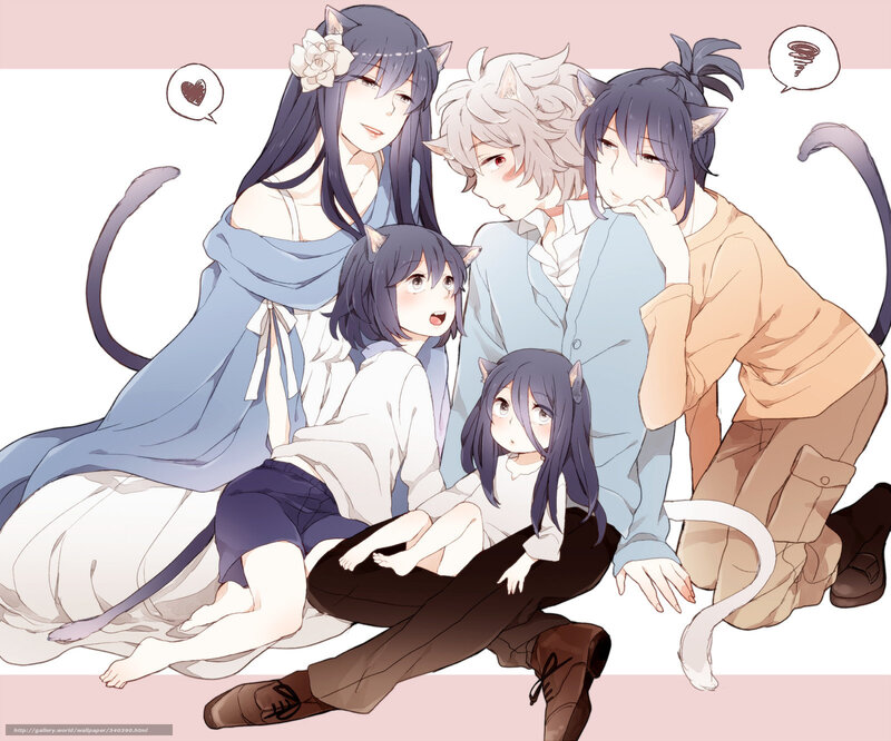 cat-eared anime family