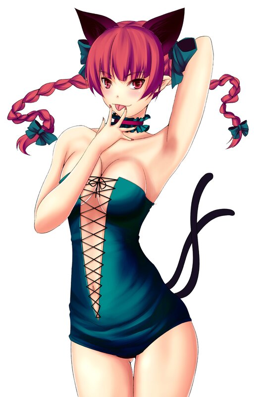 cat-eared anime girl in corset