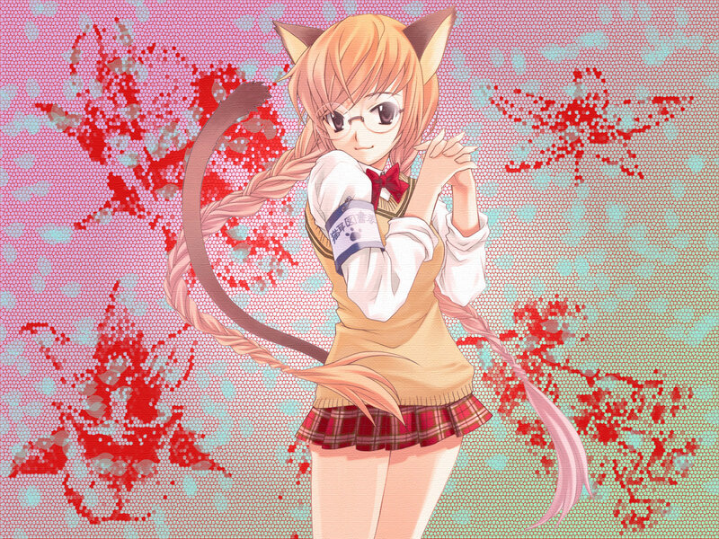 cat-eared anime girl in school uniform