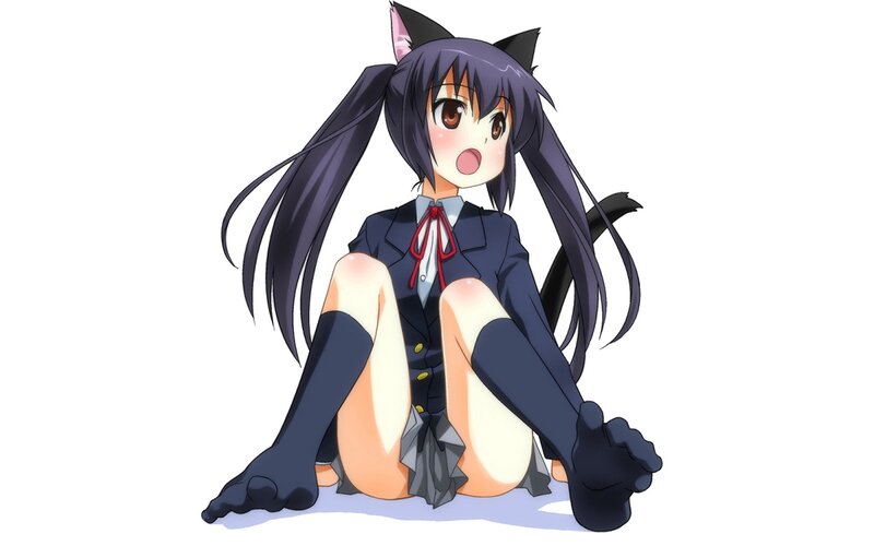cat-eared anime girl in school uniform