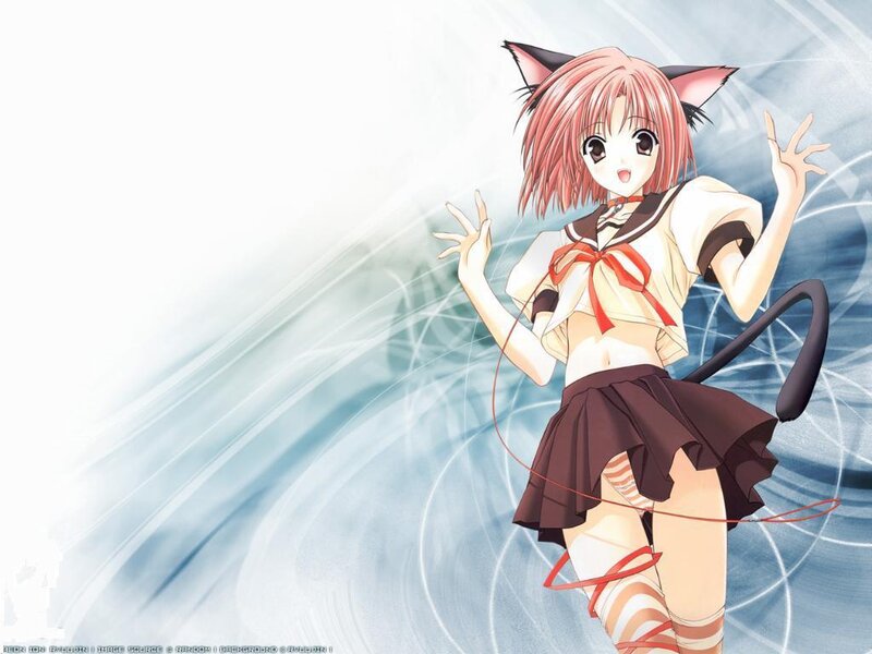 cat-eared anime girl in school uniform