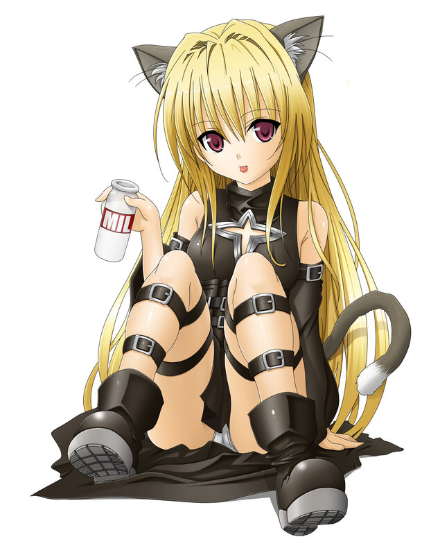 cat-eared anime girl with milk