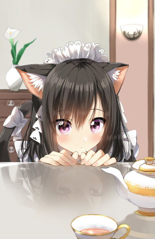 Cat-eared Girl at Table