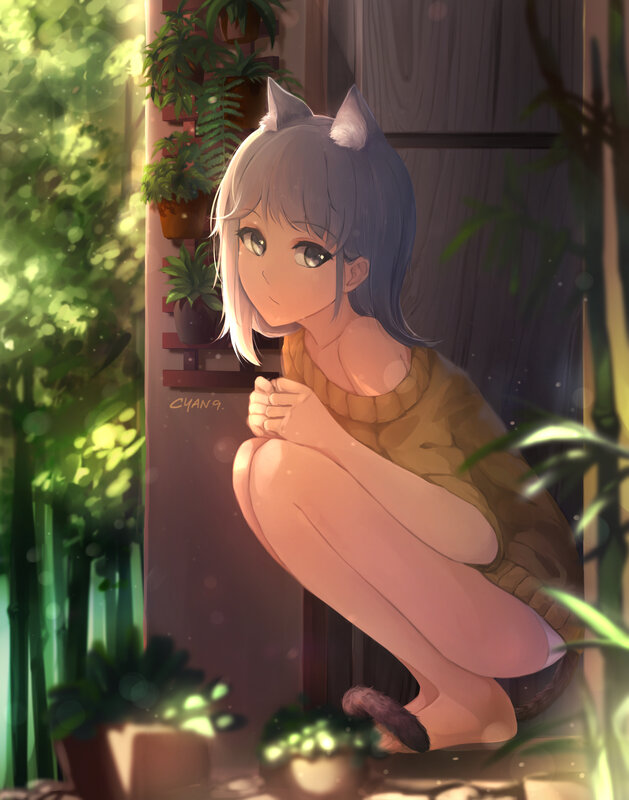 Cat-eared Girl Crouching
