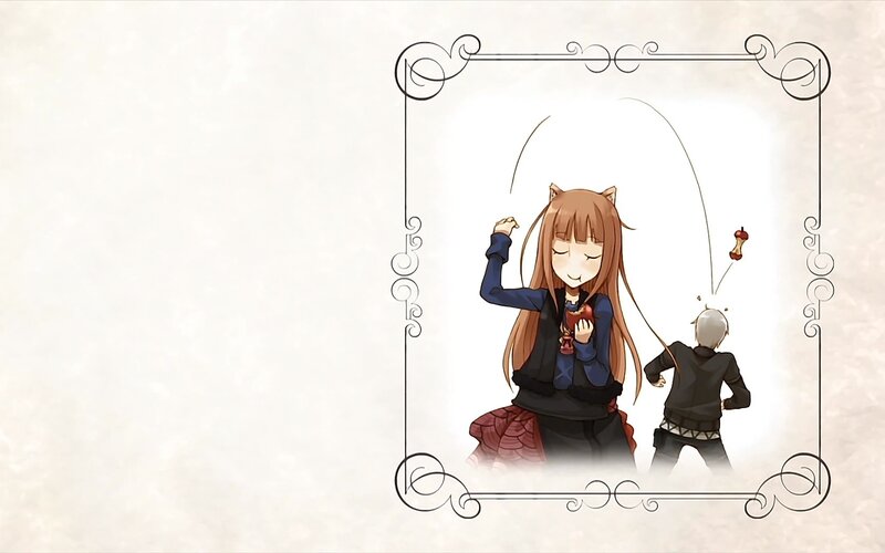 Cat-eared Girl Eating Apple