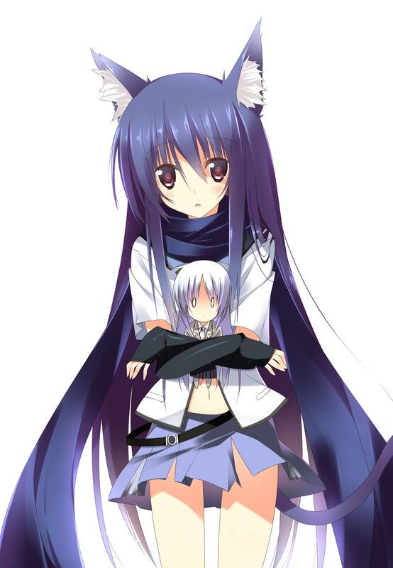 cat-eared girl holding smaller figure