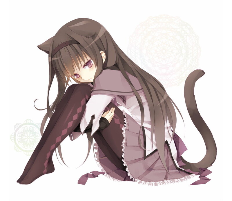 Cat-eared Girl Hugging Knees