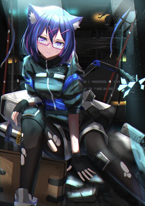 Cat-eared Girl in Armor — Purple, Dramatic