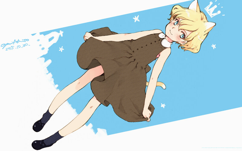 cat-eared girl in brown dress