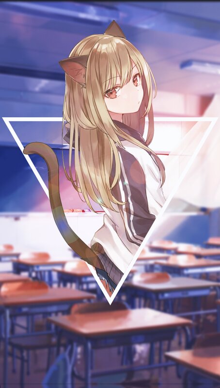Cat-eared Girl in Classroom