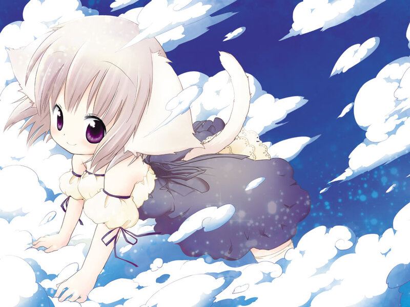 Cat-eared Girl in Clouds
