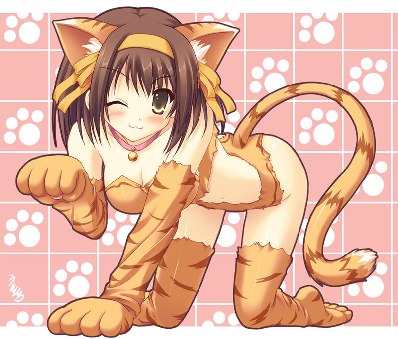 Cat-eared Girl in Costume — Pink, Playful, Anime