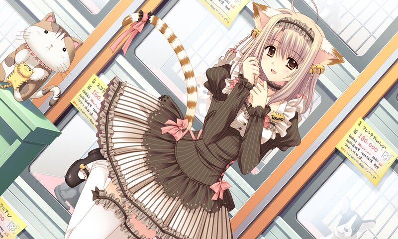 Cat-eared Girl in Dress — Brown