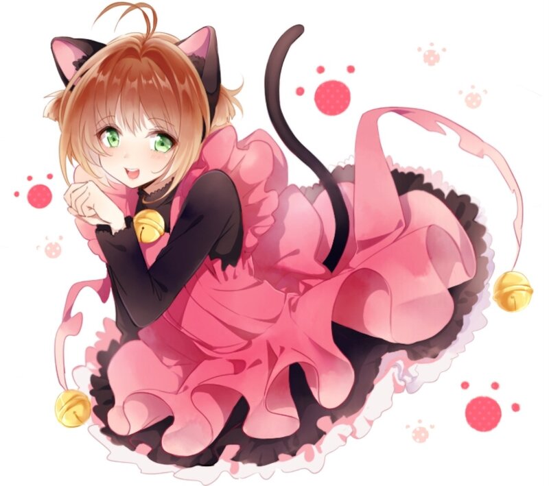 Cat-eared Girl in Dress — Pink, Playful