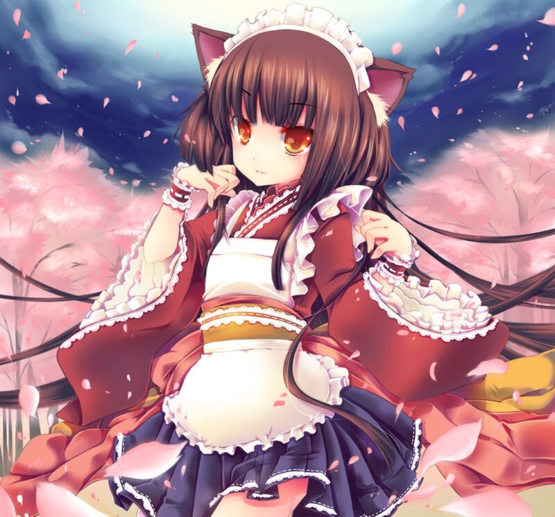 Cat-eared Girl in Dress — Pink, Serene