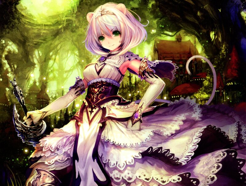Cat-eared Girl in Dress — Purple, Mysterious