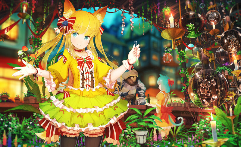 Cat-eared Girl in Dress — Yellow, Whimsical