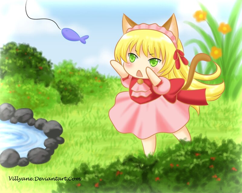 Cat-eared Girl in Field — Green