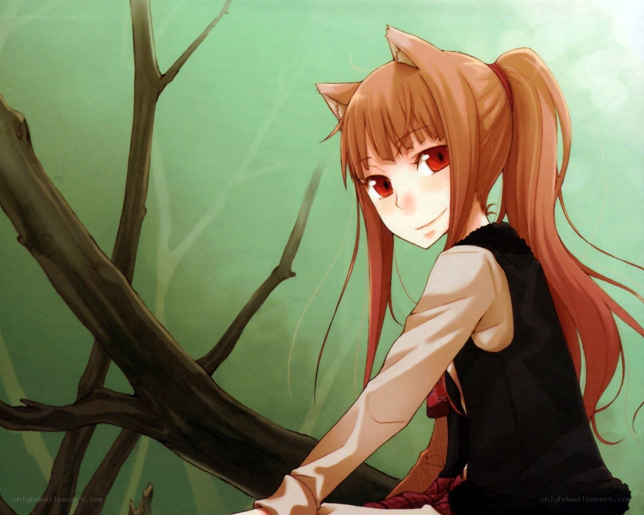 cat-eared girl in forest