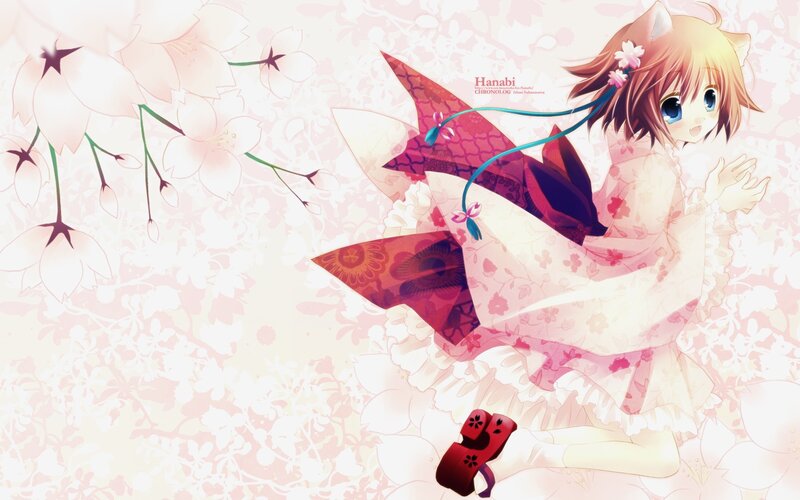 Cat-eared Girl in Kimono — Pink