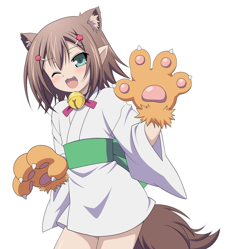 cat-eared girl in kimono