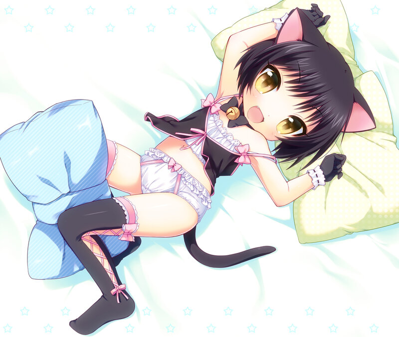 Cat-eared Girl in Lingerie — White